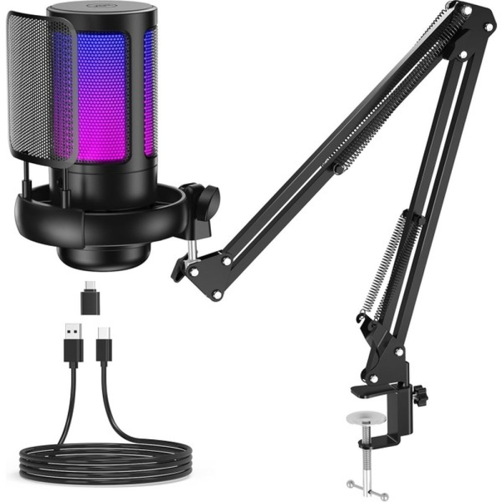Profesyonel Rgb USB Mikrofon Seti Podcast Yayın Oyun Youtuber Stüdyo ve Influencer Kayıt Mikrofonu - Siyah Oto Boyaları Fiyatı