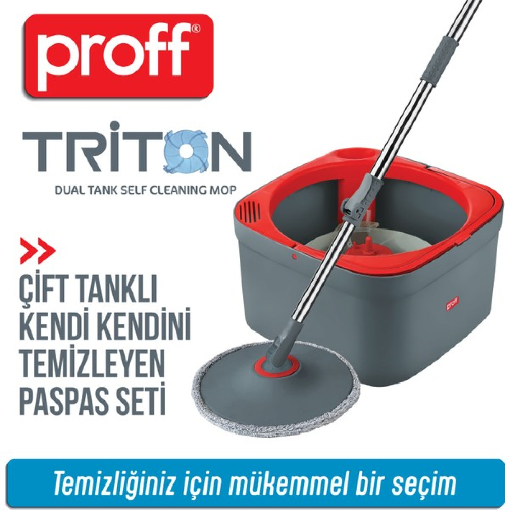 Proff Yeni Triton 170° Spin Mop Temiz Kirli Su Tanklı 2 Lt Temiz Su Kapasitesi Temizlik Malzemeleri Fiyatı