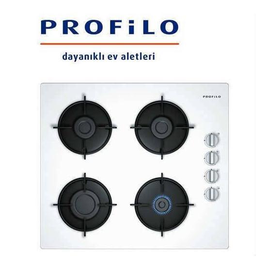Profilo OO36P2B10D 4 Gözlü Gazlı Cam Yüzeyli Ocak Beyaz