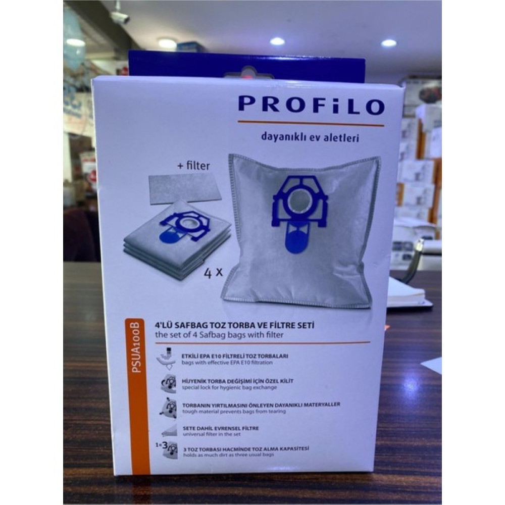 Profilo PSU100B 4lü Safbag Toz Torbası ve Filtre Seti Elektrikli Süpürge Aksesuarları Fiyatı