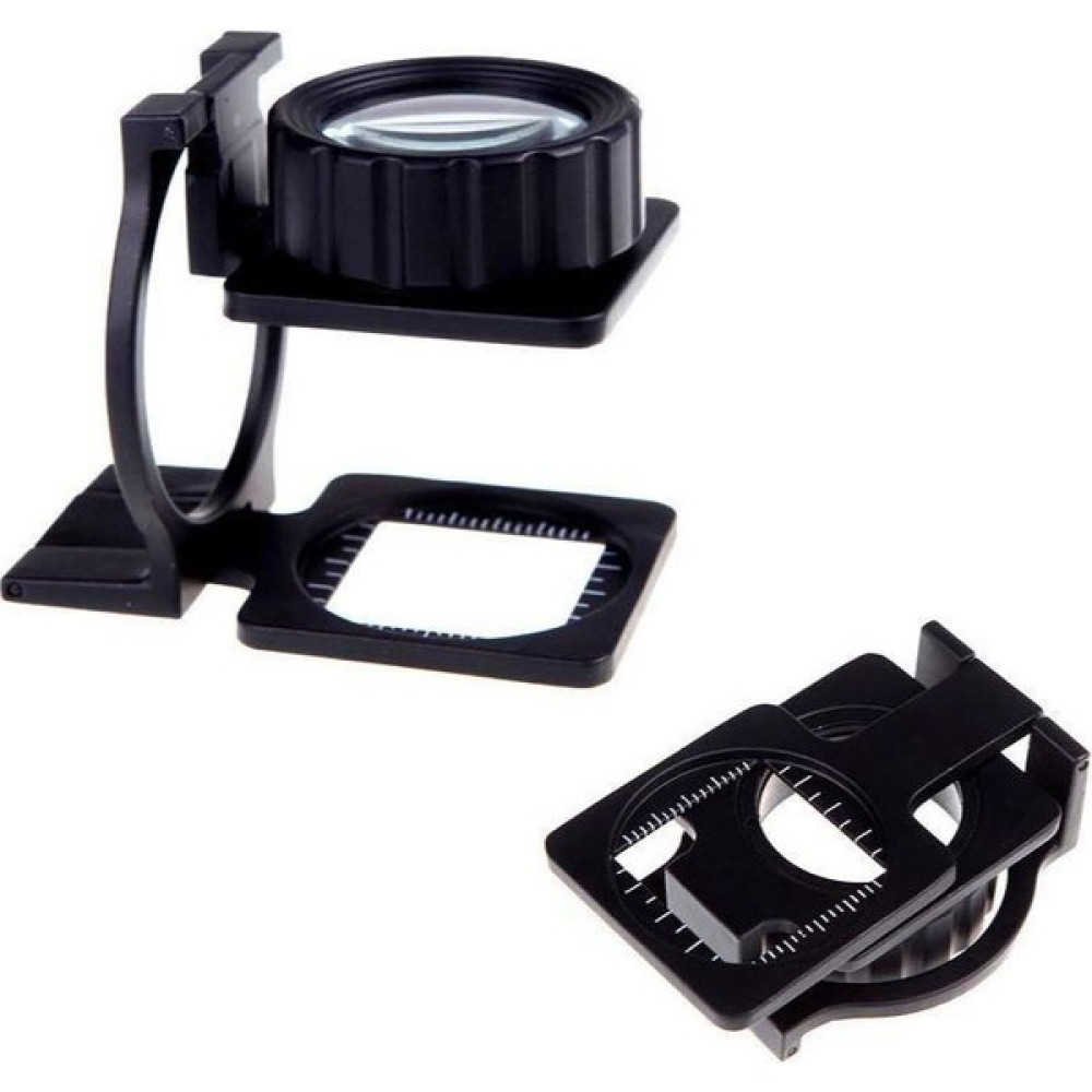 Profisher 15X Lüp Kumaş Büyüteç Optik Cam Lens Ölçekli Metal Siyah Renk Üç Eklem Katlanır Büyüteç Fiyatı