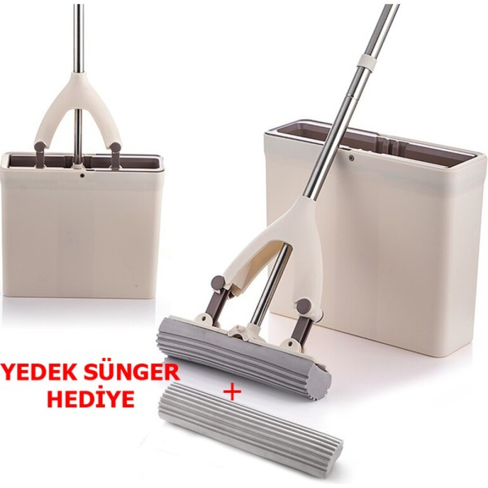 Profithome Kovalı Sünger Mop Temizlik Seti + Yedek Sünger, Kelebek Mop - Krem Ev Temizliği Fiyatı