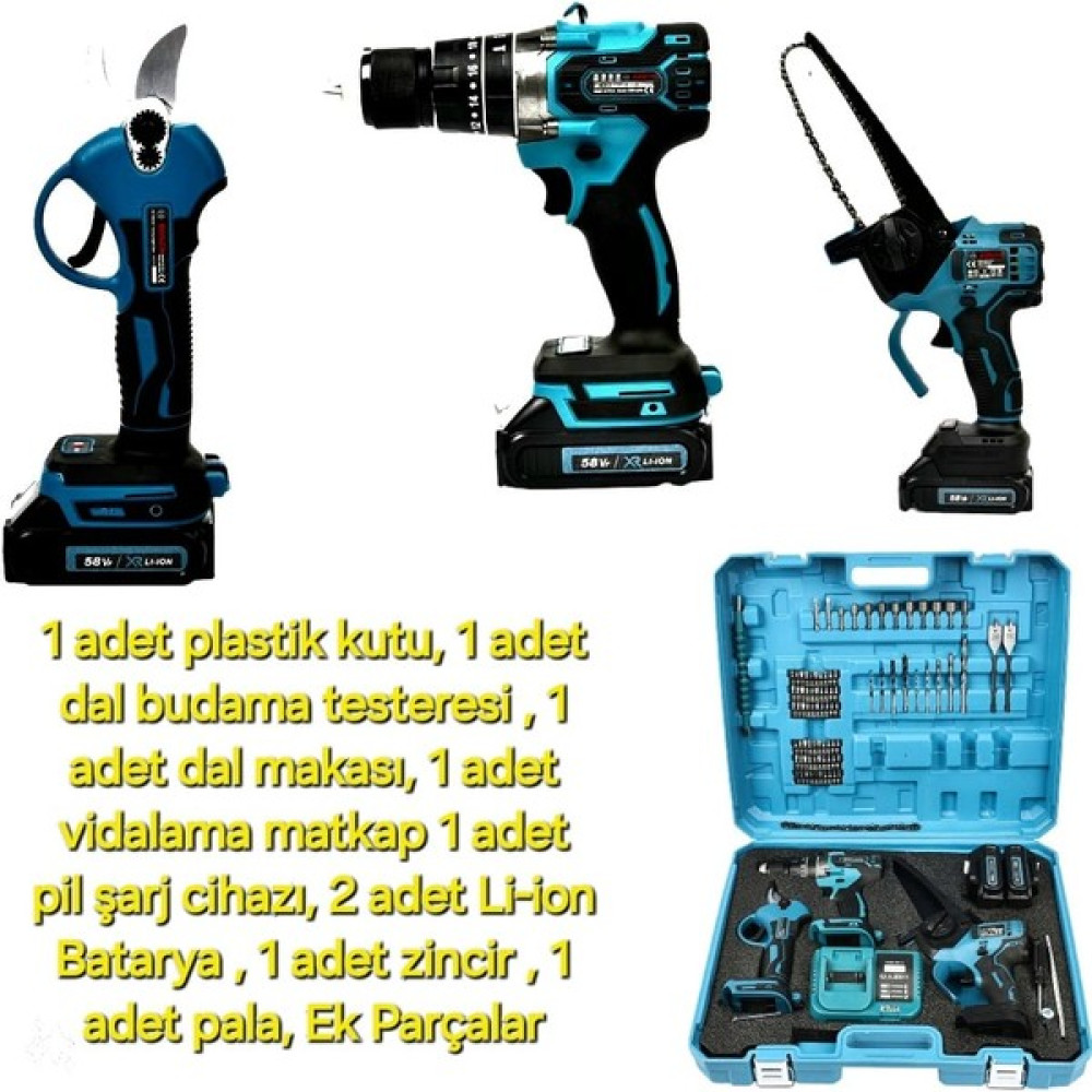 Prohummer  Akülü 3ʻlü Bahçe Seti Dal Budama, Testere ve Vidalama 58VF PH218 Oto Boyaları Fiyatı