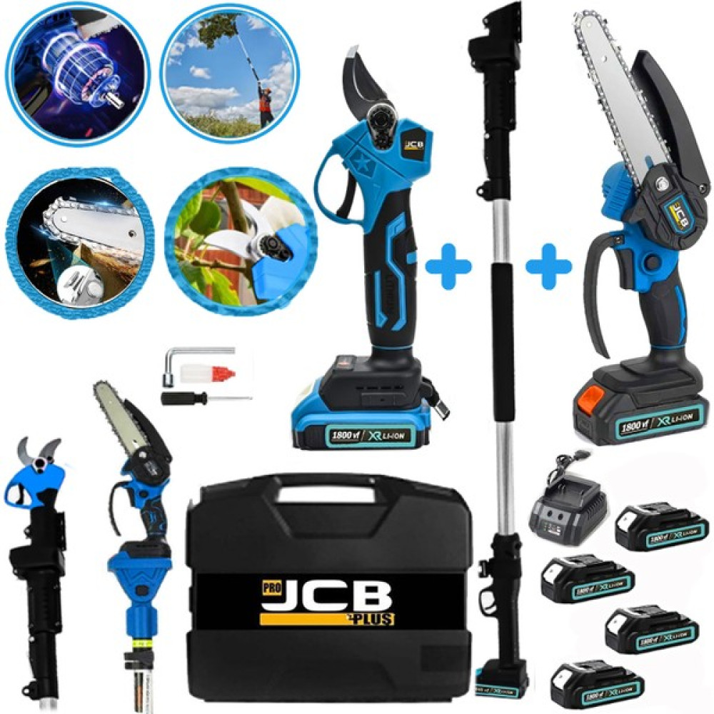 Projcb Plus 1800 Vf Brushles Kömürsüz Motor 2'li Set Blue 4 Adet Akülü Bağ Makası + Dal Budama 2.7 mt Teleskop Dal Budama Makineleri Fiyatı