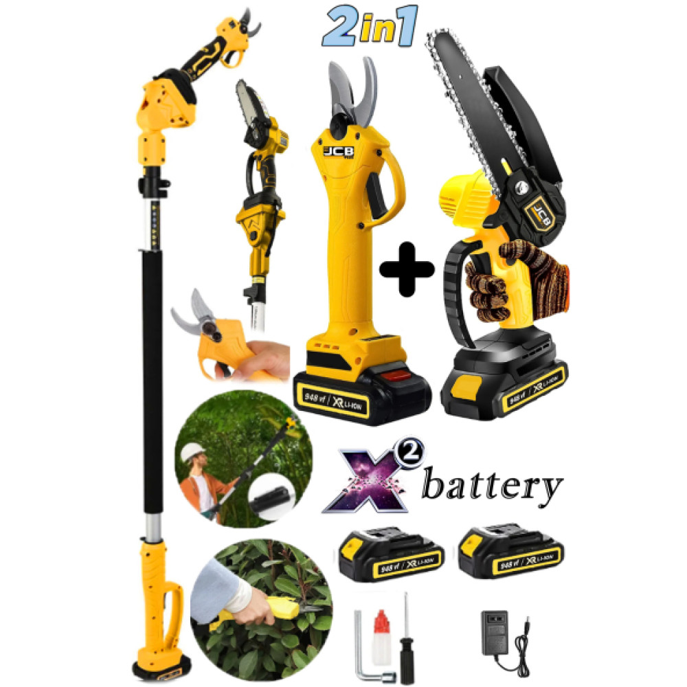 Projcb Plus 948 Vf 20 Ah 2 Li Set 2 Akulu Sarjli Agac Dal Kesme + Budama Makasi + Teleskopik Hediyeli Dal Budama Makineleri Fiyatı