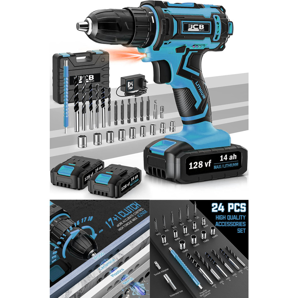 ProJCB Plus American Bluer Darbeli 128 V 14ah Çelik Şanzuman Çift Akülü Şarjlı Matkap Vidalama Usta Setli Matkaplar Fiyatı