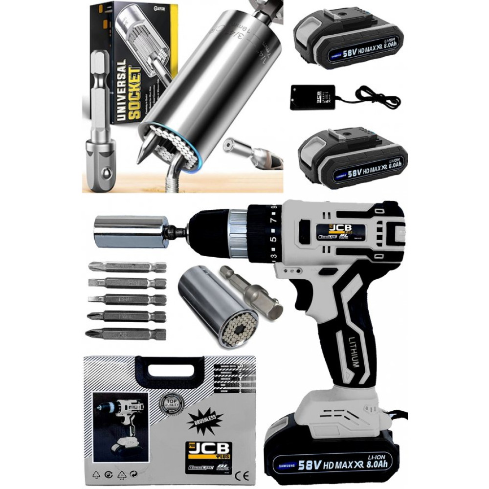 Projcb Plus American Grey Brusless Motor Pro 30 Samsung Cift Akulu Vidalama Matkap + 7-19 Universal Soket Matkaplar Fiyatı