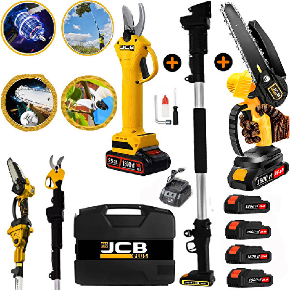 Projcb Plus Brushles Kömürsüz Motor 1800 Vf Yellow 4 Adet Akülü Bağ Makası + Dal Budama 2.7 mt Teleskop Dal Budama Makineleri Fiyatı
