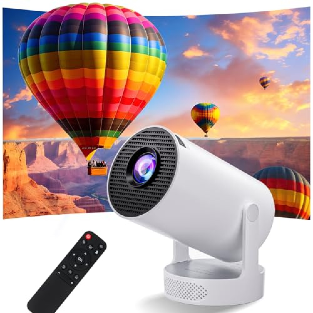 Projector, Portable Mini Projector with WiFi 6 and Bluetooth 5.0, Smart Projector 4K 1080P Support, 280 ANSI Lumens, Auto Keystone Video Projector for Bedroom Home Outdoors (White)