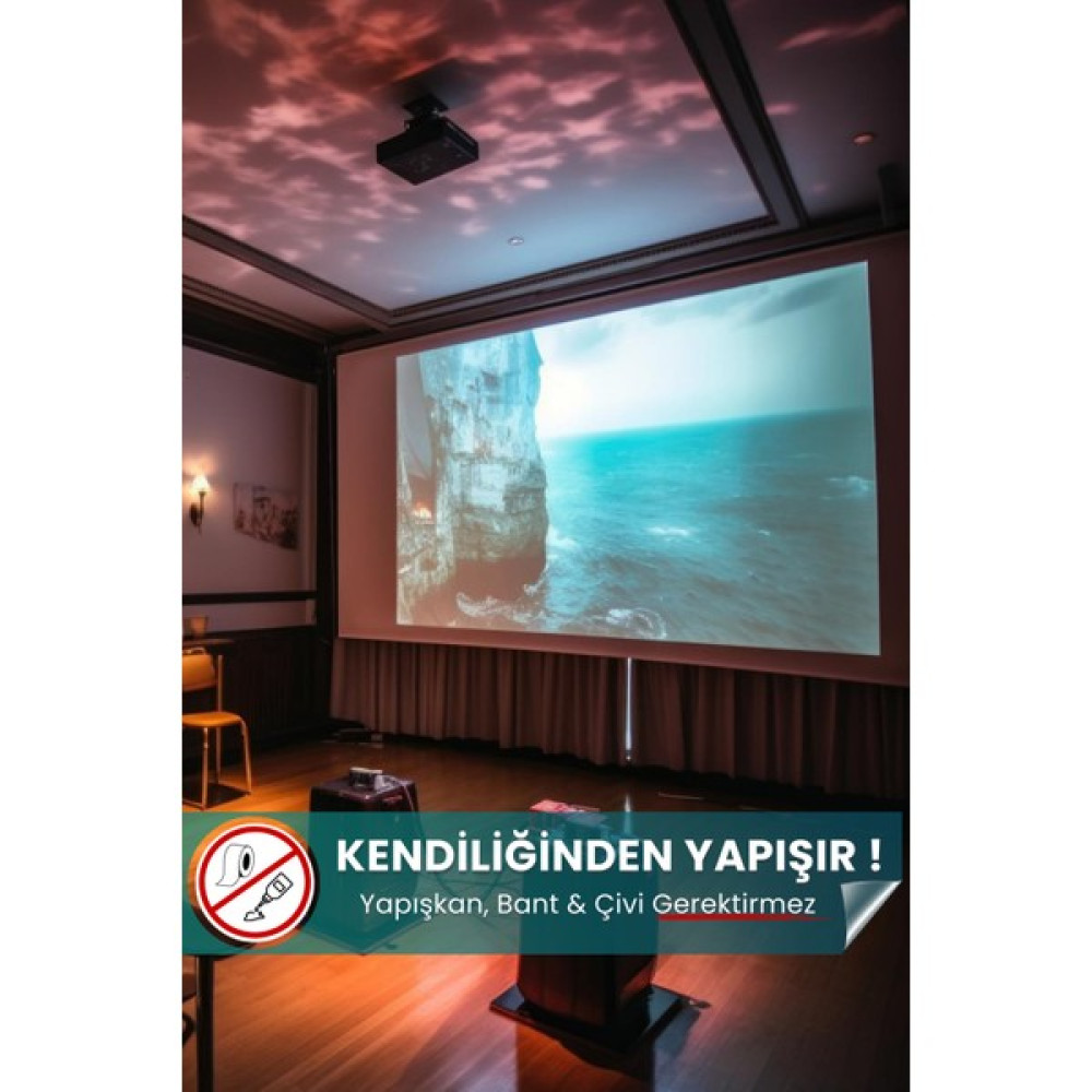 Projeksiyon Perdesi, Ev Sineması, Yapıştırıcı Gerektirmeyen, Duvar Projeksiyon Perdesi - 150x220 Projeksiyon Perdesi Fiyatı