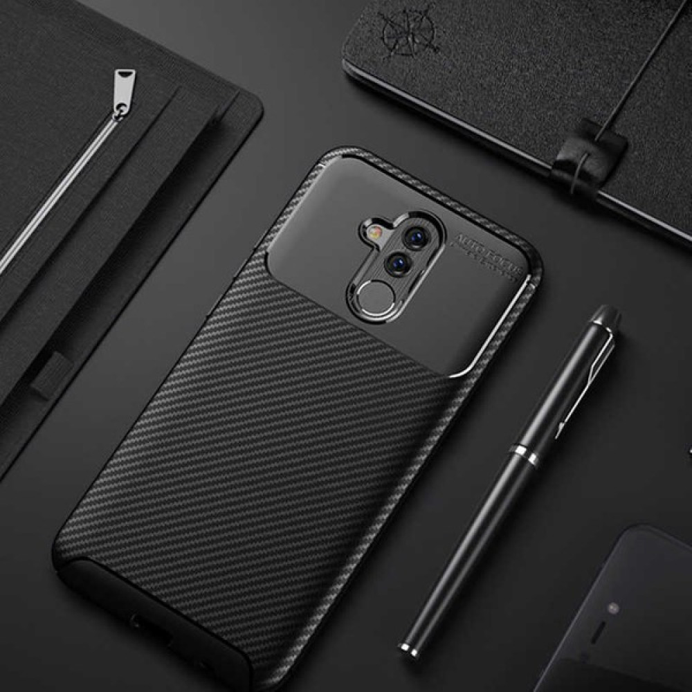 Prolysus Huawei Mate 20 Lite Kılıf Karbon Fiber Desenli Silikon Kılıf - Siyah Cep Telefonu Kılıfı Fiyatı