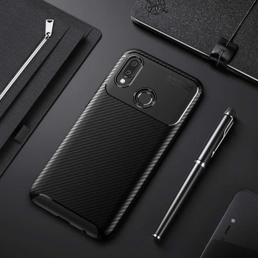 Prolysus Huawei P20 Lite Kılıf Karbon Fiber Desenli Silikon Kılıf - Siyah Cep Telefonu Kılıfı Fiyatı