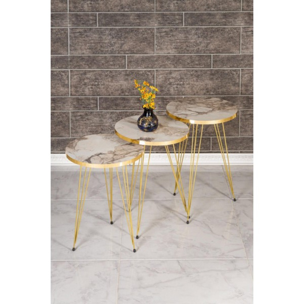 Promar Gold Metal Zigon Sehpa - Beyaz Zigon Sehpa Fiyatı