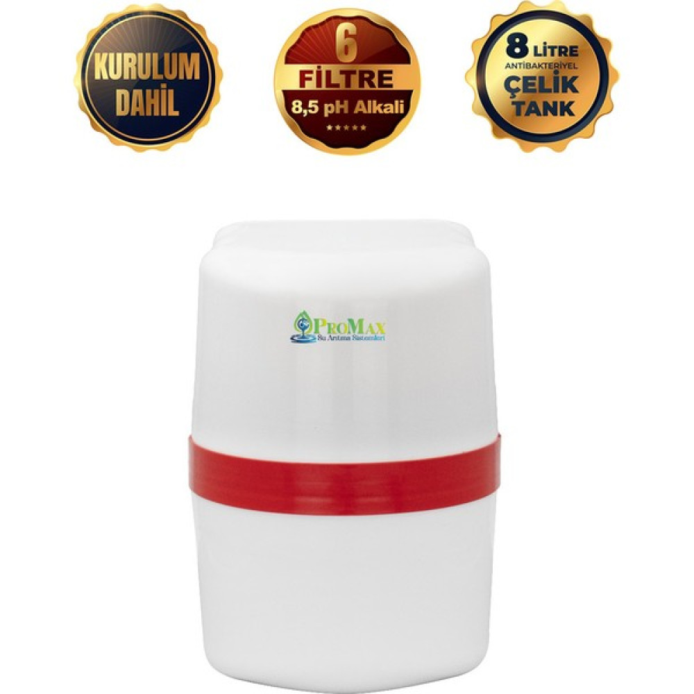 Promax Gold Plus Ithal 8+Ph Alkali &nsf Filtre Nsf Tank Su Arıtma Cihazı Bk - Beyaz - Kırmızı Bahçe Makinesi Fiyatı