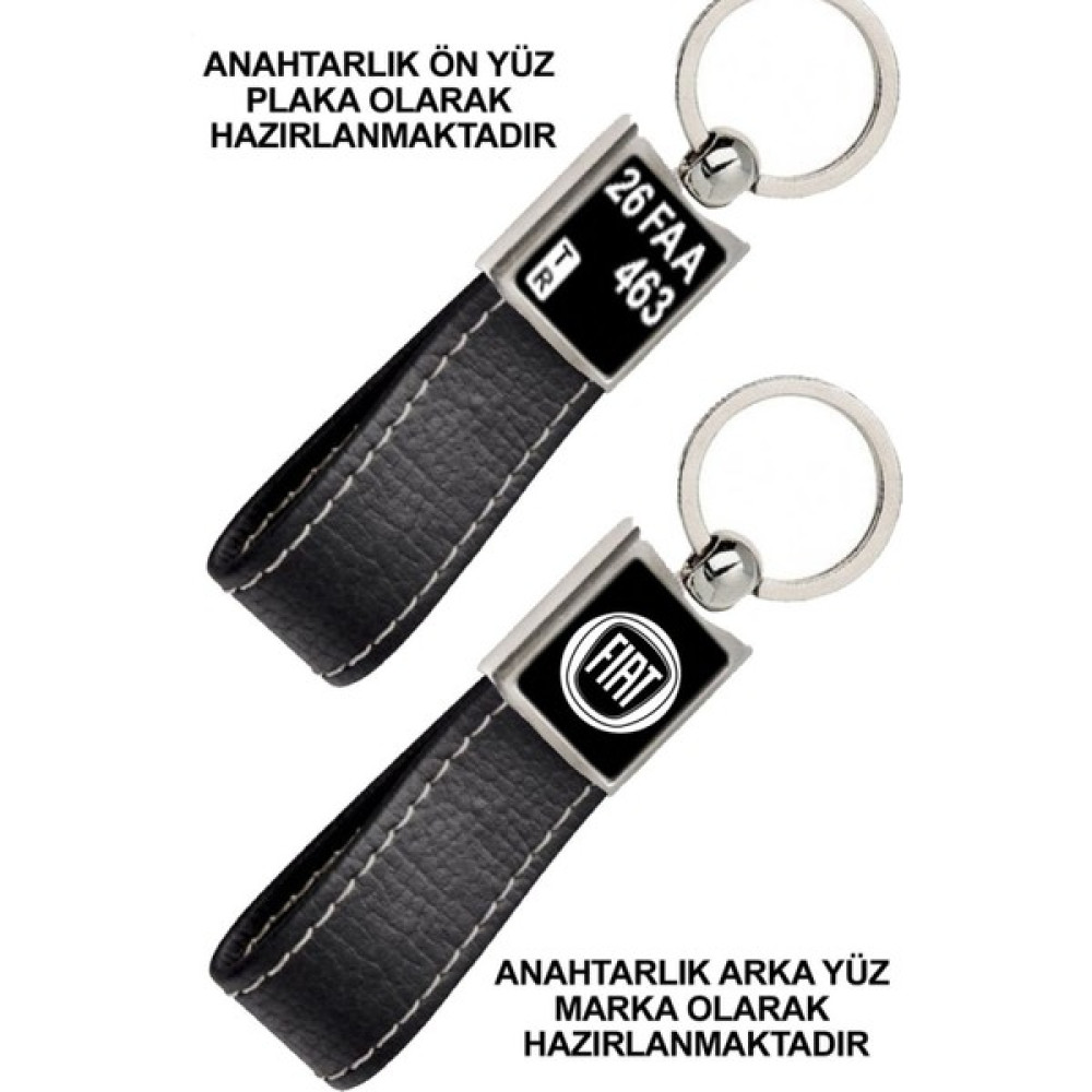 Promosyon Denizi Ön Yüz Fiat Logolu Arka Yüz Plakanıza Özel Siyah Anahtarlık Anahtarlık Fiyatı