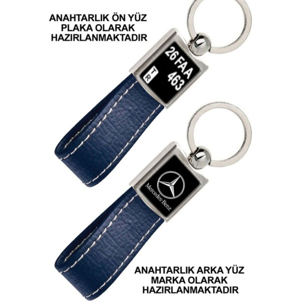 Promosyon Denizi Ön Yüz Mercedes Logolu Arka Yüz Plakanıza Özel Lacivert Anahtarlık Anahtarlık Fiyatı