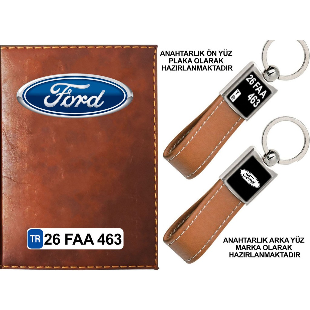 Promosyon Denizi Plakanıza Özel Ford Logolu Taba Ruhsat Kabı ve Anahtarlık Diğer Fiyatı