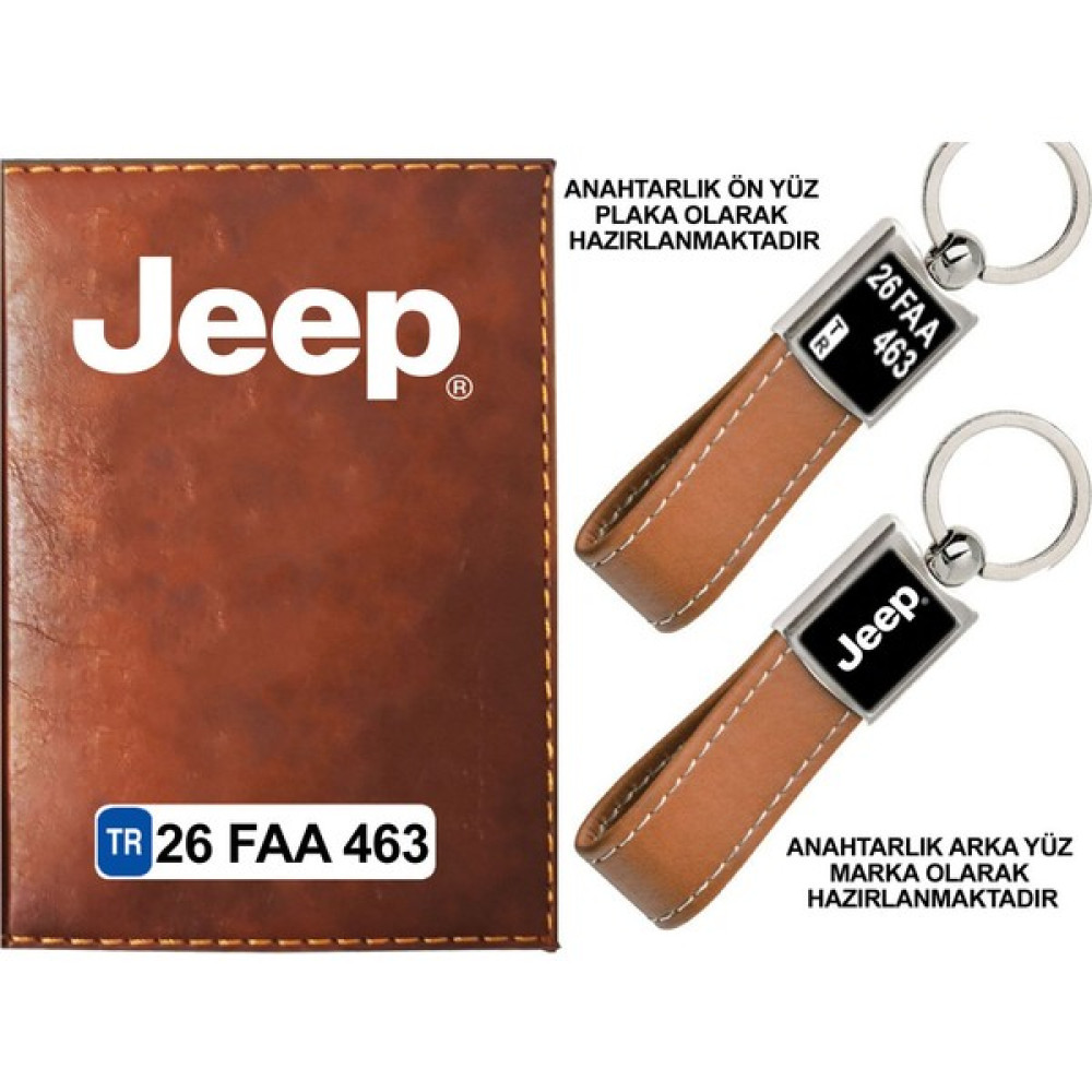 Promosyon Denizi Plakanıza Özel Jeep Logolu Taba Ruhsat Kabı ve Anahtarlık Torpido Aksesuarları & Bakımı Fiyatı