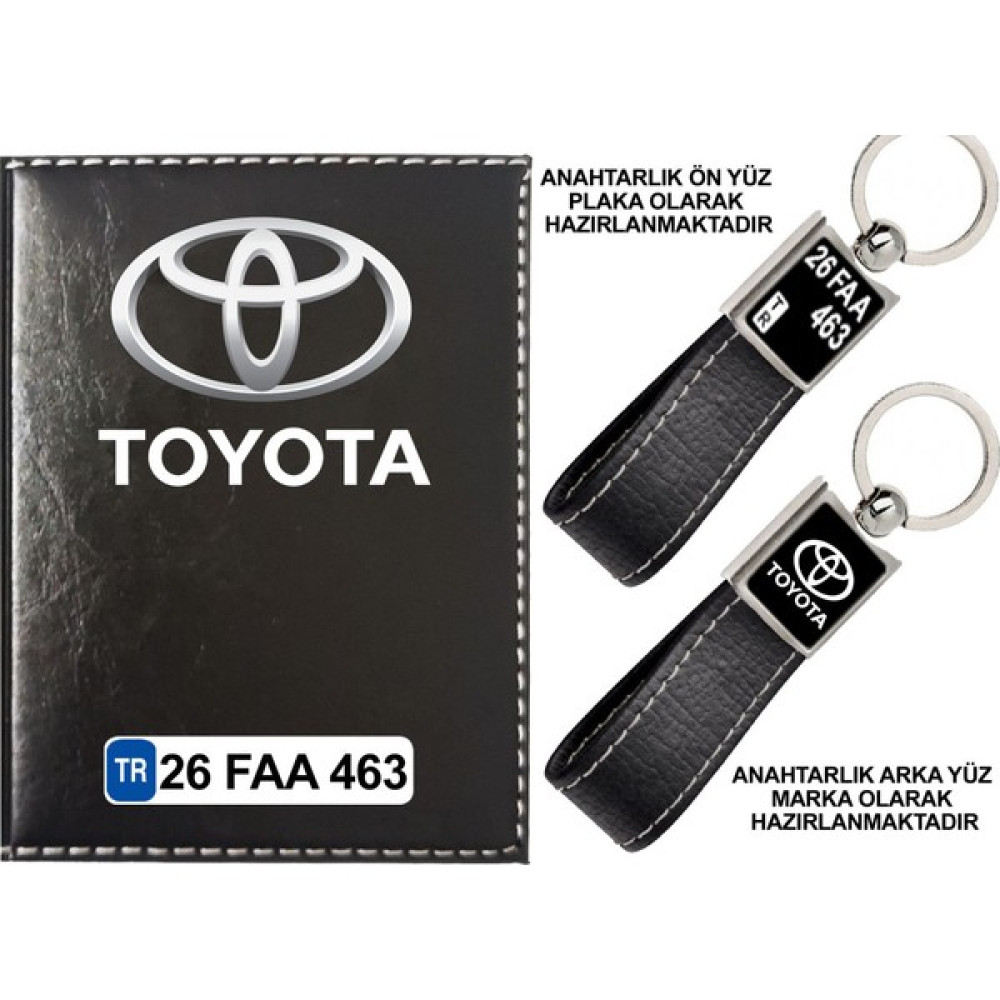 Promosyon Denizi Plakanıza Özel Toyota Logolu Siyah Ruhsat Kabı ve Anahtarlık Torpido Aksesuarları & Bakımı Fiyatı
