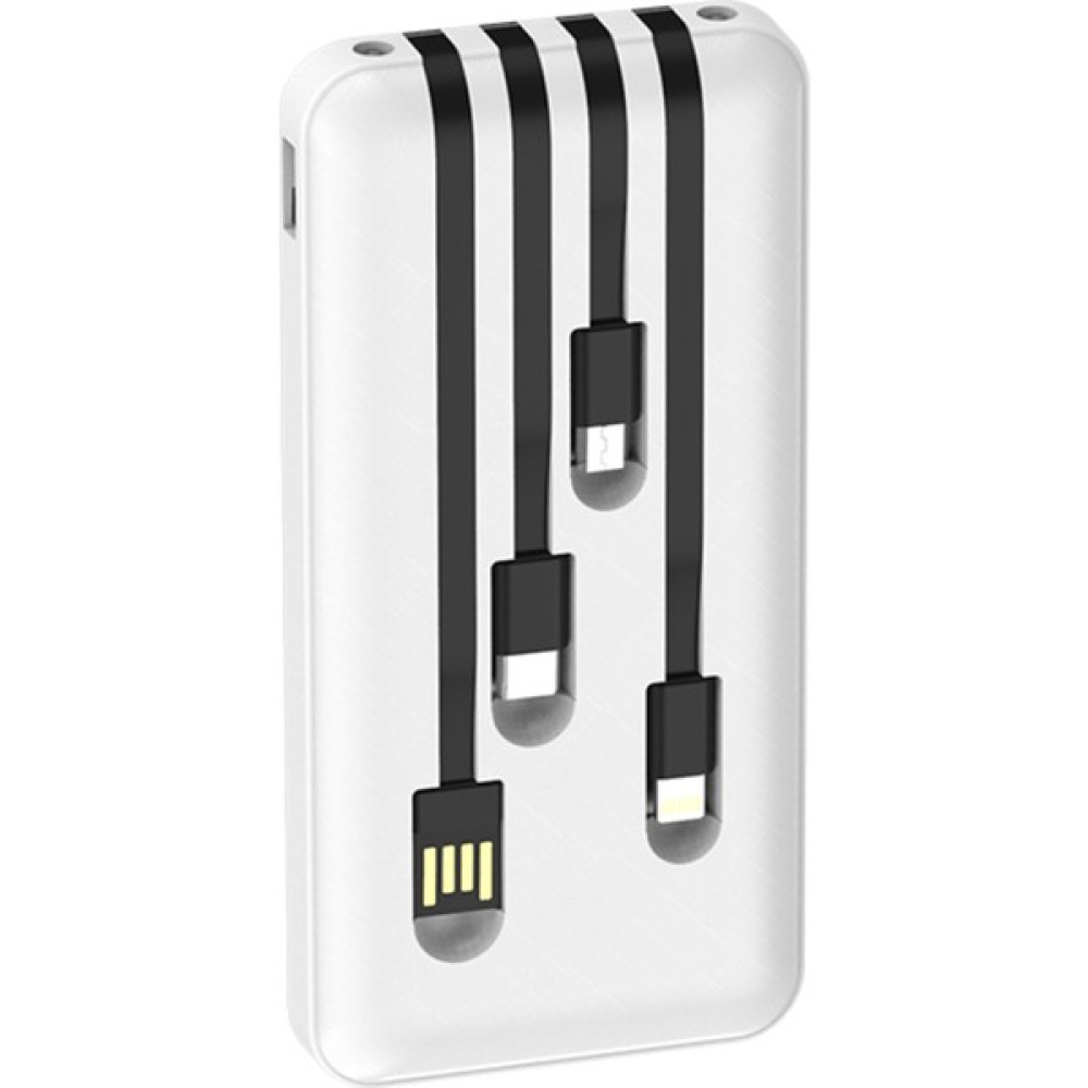 Promosyon Power Powerbank 3in1 Apple ve Adroid Uyumlu 10000MAH LED Fenerli - Beyaz Taşınabilir Şarj Cihazı - Powerbank Fiyatı