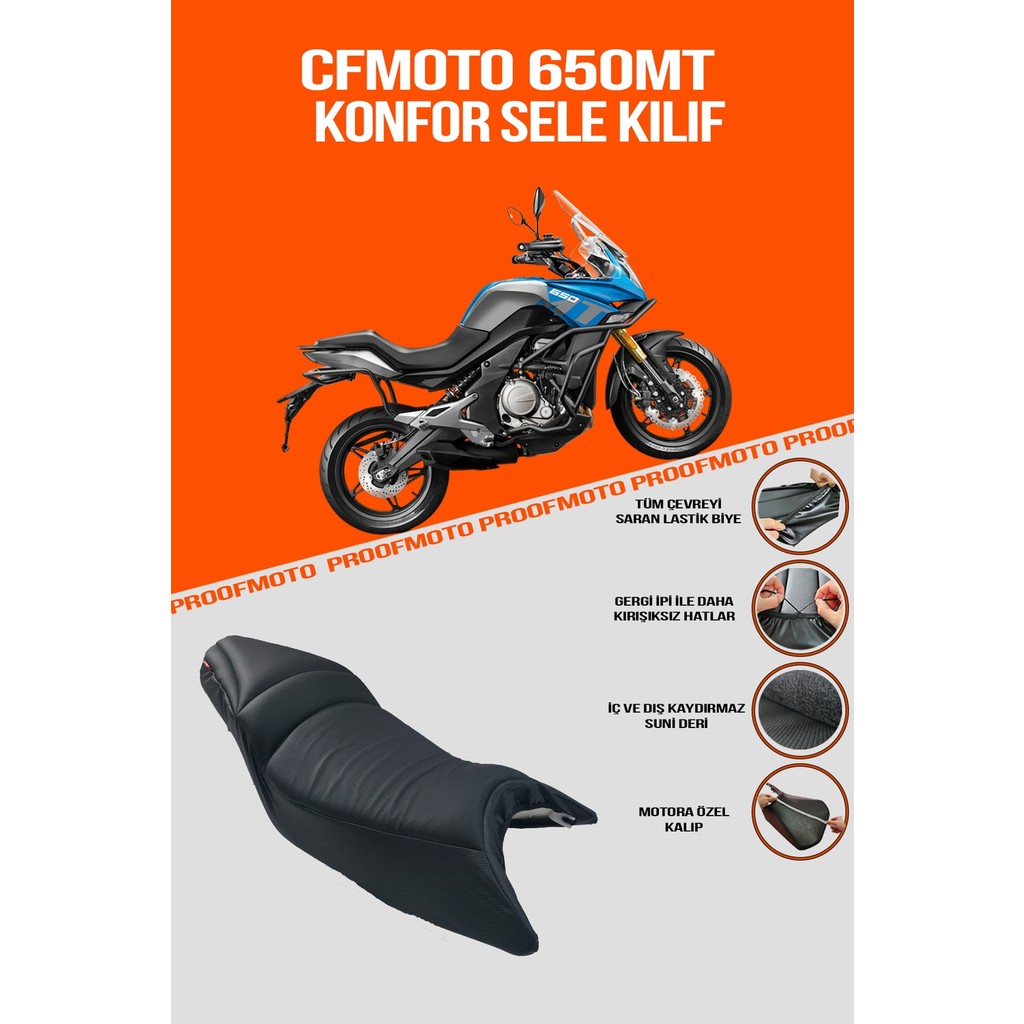 PROOFMOTO Cfmoto 650MT, 650 mt - Konfor Sele Kılıf - 1 - Siyah Diğer Fiyatı
