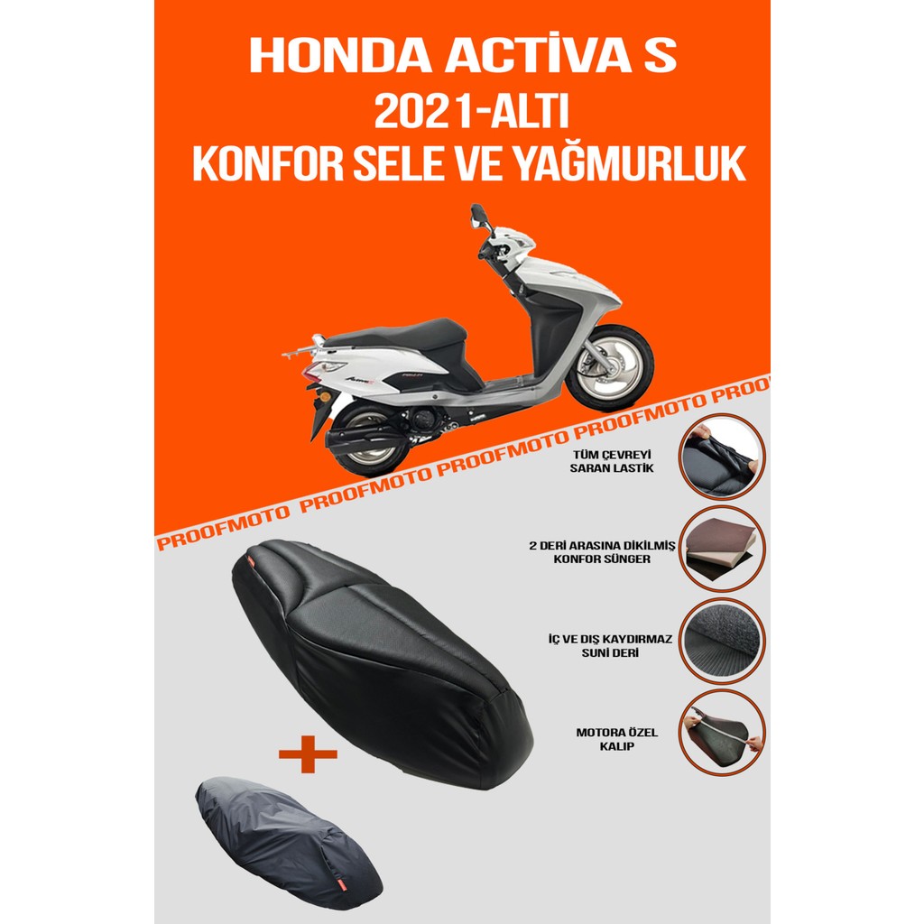 PROOFMOTO Honda Activa S (2021 - Altı) Konfor Sele ve Yağmurluk Kılıf Uyumlu - 0 - Siyah Diğer Fiyatı