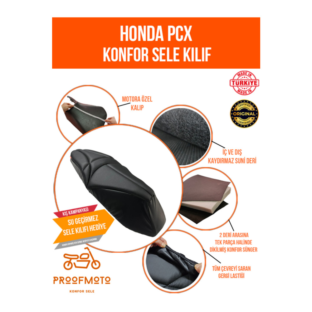 PROOFMOTO Honda Pcx Tam Kapalı Konfor Sele Kılıfı - Araba & Motorsiklet Aksesuarı Fiyatı
