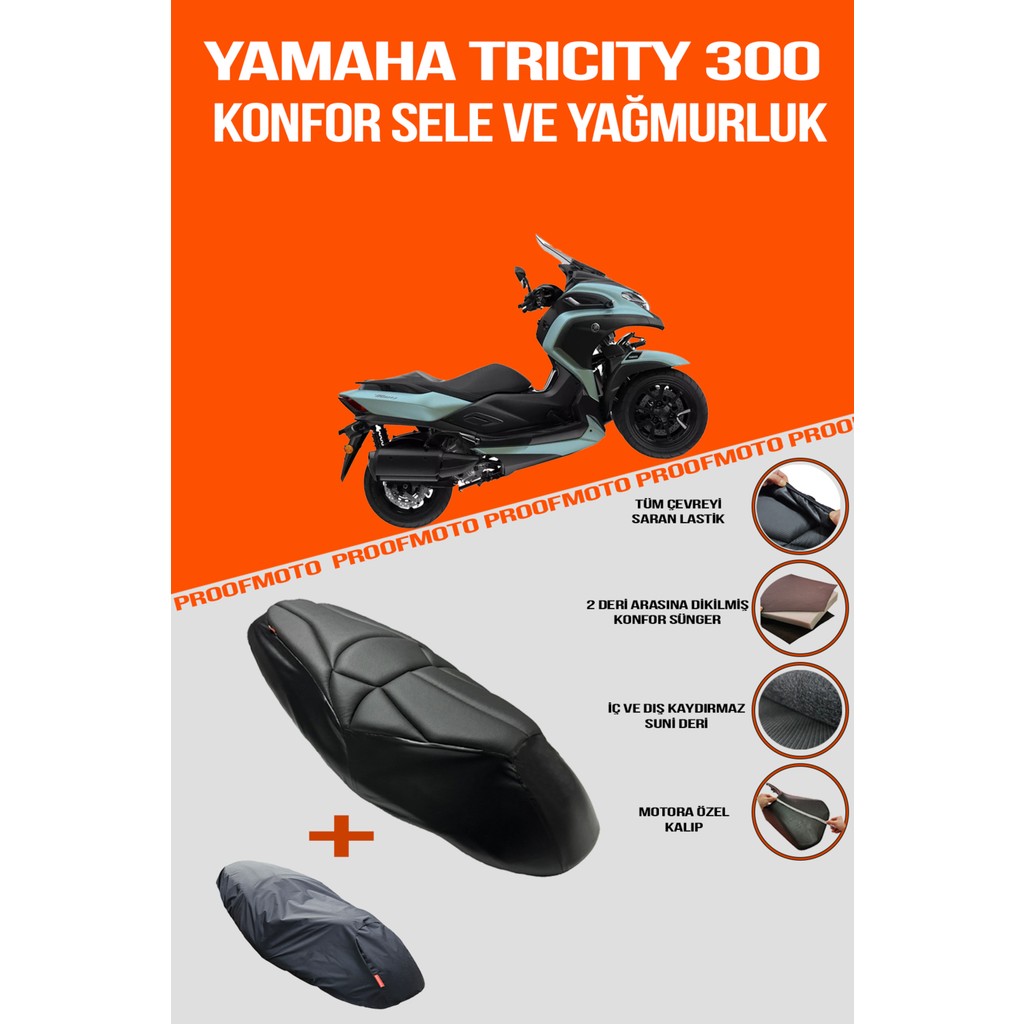 PROOFMOTO Yamaha Tricity 300 Konfor Sele ve Yağmurluk Kılıf Diğer Fiyatı