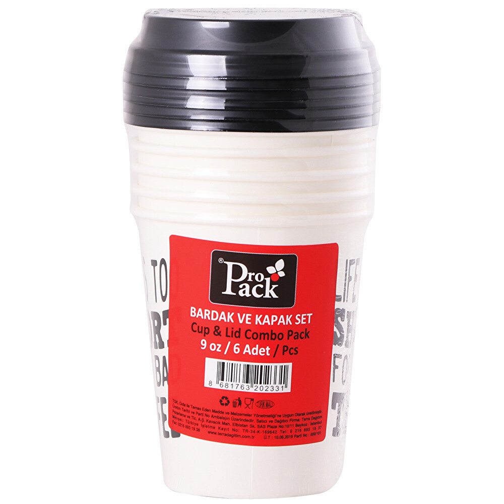 Propack 9 Oz Kapaklı Kağıt Bardak 6'lı Mutfak Gereçleri Fiyatı