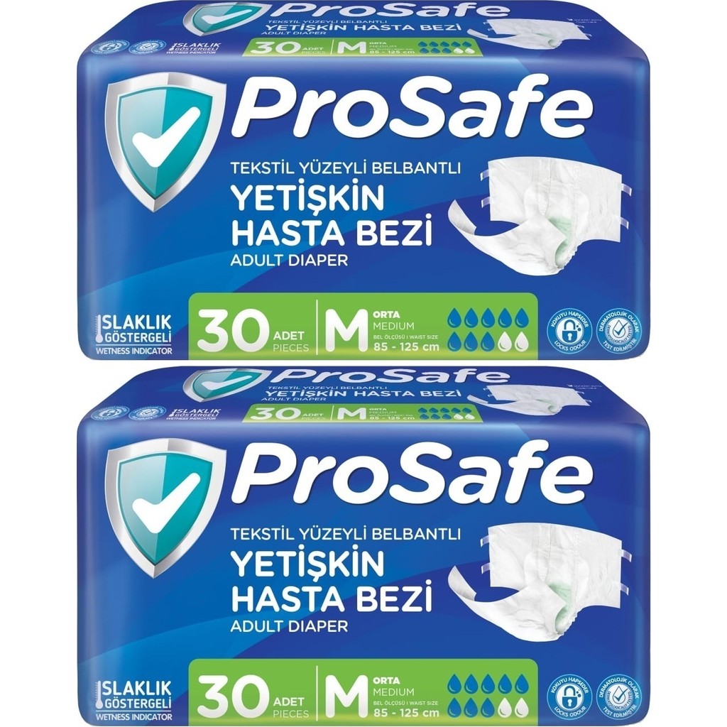 Prosafe Hasta Bezi Yetişkin Bel Bantlı Tekstil Yüzey M - Medium - Orta Boy 60 Adet 2x30 Hasta Bezleri ve Temizliği Fiyatı
