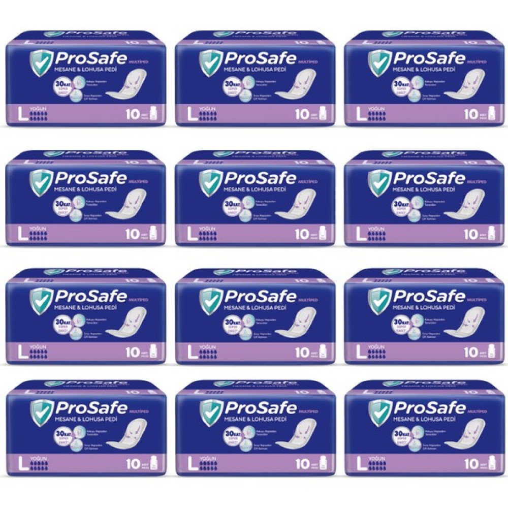 Prosafe Multiped Lohusa & Mesane Pedi Yoğun Büyük Boy 10 lu x 12 Adet - L - Beyaz Hasta Bezleri ve Temizliği Fiyatı