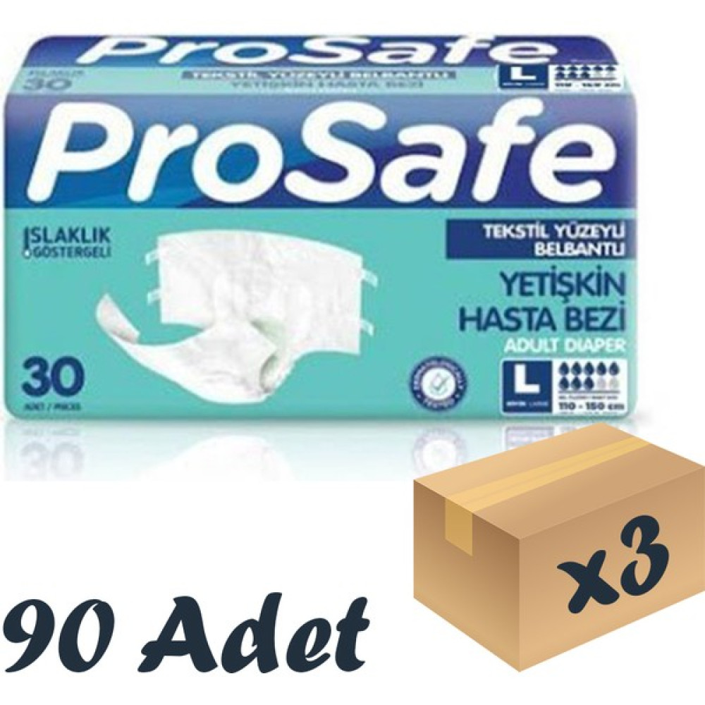 Prosafe Tekstil Yüzeyli Bel Bantlı Yetişkin Hasta Bezi Large 30'Lu 3 Paket 90 Adet - L Hasta Bezleri ve Temizliği Fiyatı