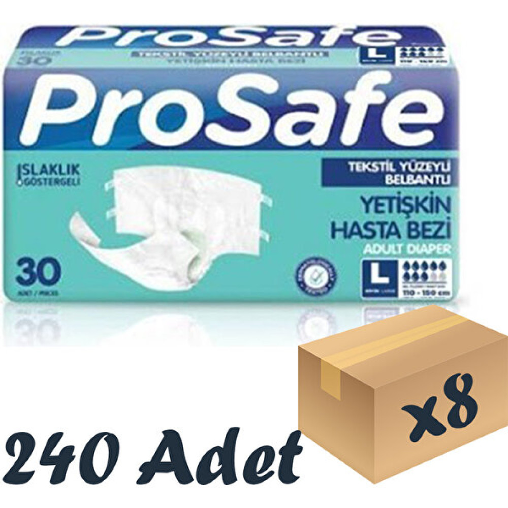 Prosafe Tekstil Yüzeyli Bel Bantlı Yetişkin Hasta Bezi Large 30'Lu 8 Paket 240 Adet - L Hasta Bezleri ve Temizliği Fiyatı