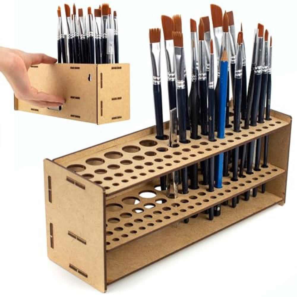 PROSCALE Paint Brush holder. Large Capacity Paint brush organizer and Art Supply Organizer kit for table and wall miniatures modeling crafts