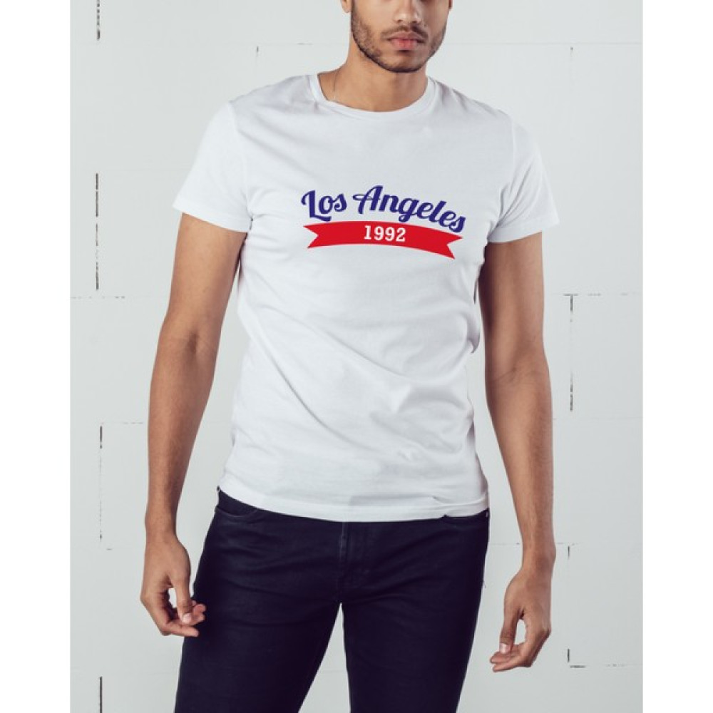 Prospettiva Erkek Beyaz Los Angeles 1992 Symbol T-Shırt Erkek T-shirt Fiyatı