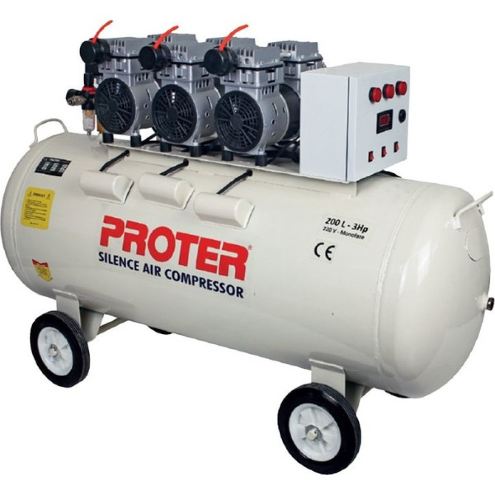 Proter Süper Sessiz Yağsız 200 Lt 3 Hp 6 Pistonlu Hava Kompresörü Hava Kompresörü Fiyatı