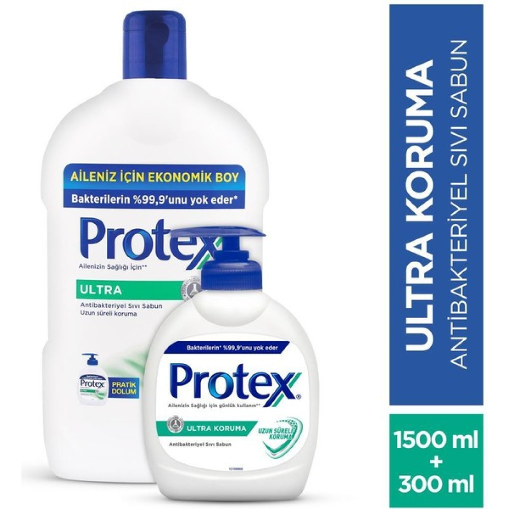 Protex Ultra Uzun Süreli Koruma Antibakteriyel Sıvı Sabun 1500 ml + 300 ml Sabunlar Fiyatı
