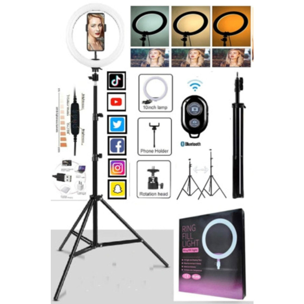 Protonust Kumandalı Youtuber Tiktok Çekim Işık Telefon Tutucu Makyaj Işığı Ring Light 10 Inç 2.1 M Tripod Fotoğraf Makinesi Aksesuarları Fiyatı