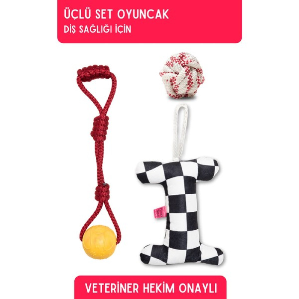 Proud Wave Üçlü Set Köpek Oyuncağı Plastik Eğitim Topu Çekiştirmeli Ip Oyuncak Köpek Toplu Eğitim Ipi - Kırmızı Oto Boyaları Fiyatı
