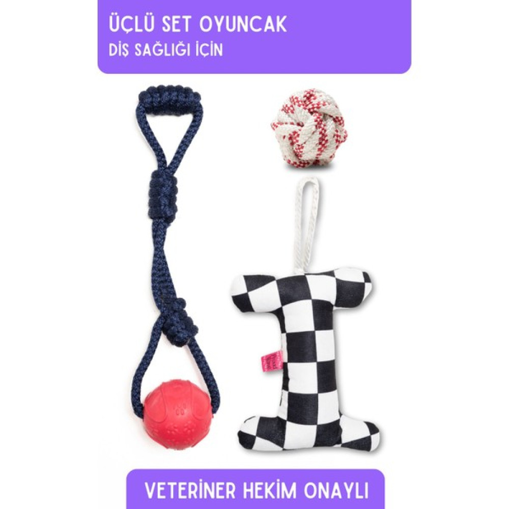 Proud Wave Üçlü Set Köpek Oyuncağı Plastik Eğitim Topu Çekiştirmeli Ip Oyuncak Köpek Toplu Eğitim Ipi - Lacivert Oto Boyaları Fiyatı
