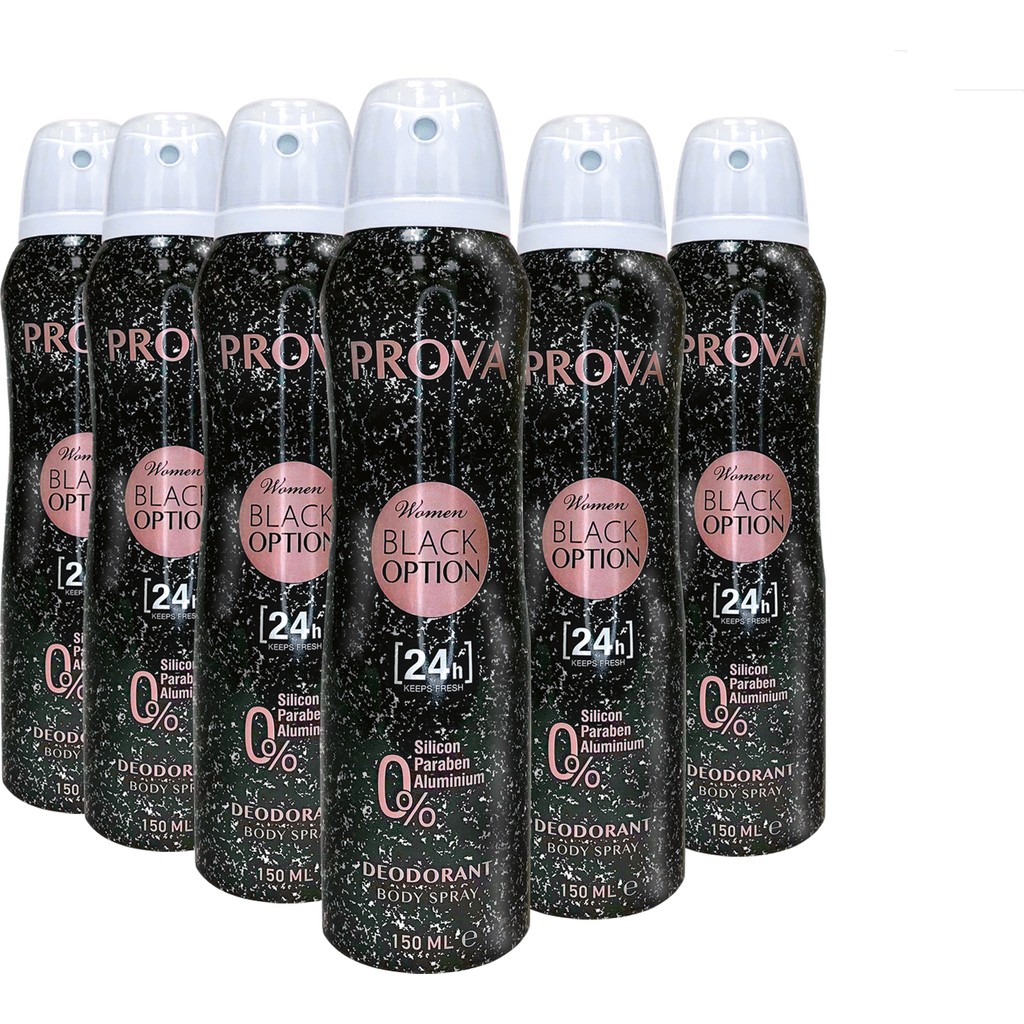 Prova Black Option Kadın Deodorant 150 ml 6 Adet Deodorantlar Fiyatı