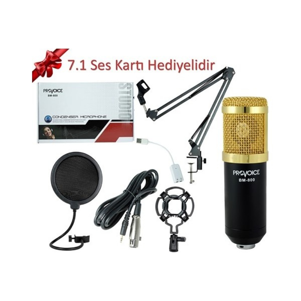 Provoice BM-800 Profesyonel Stüdyo Kayıt Mikrofonu (Siyah) Müzik Aletleri Fiyatı