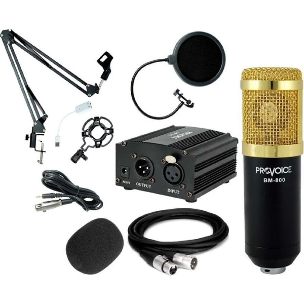 Provoice BM800 Mikrofon+ Phantom+ Stand+ Filtre+ 7.1 Ses Kartı Youtuber Kayıt Seti Siyah Stüdyo ve Sahne Ekipmanları Fiyatı
