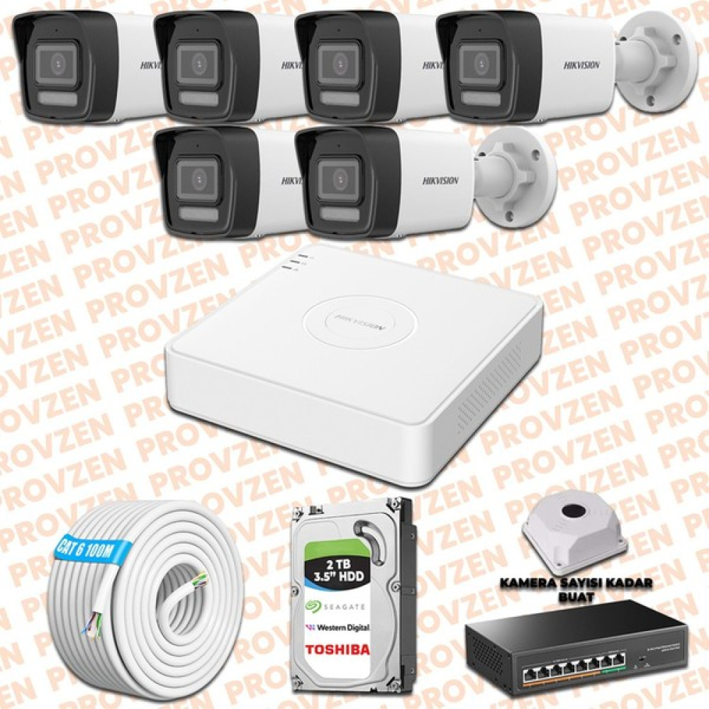 Provzen Hıkvısıon 6 İp Kameralı 4Mp Hibrit Colorvu Kamera Seti Oto Boyaları Fiyatı