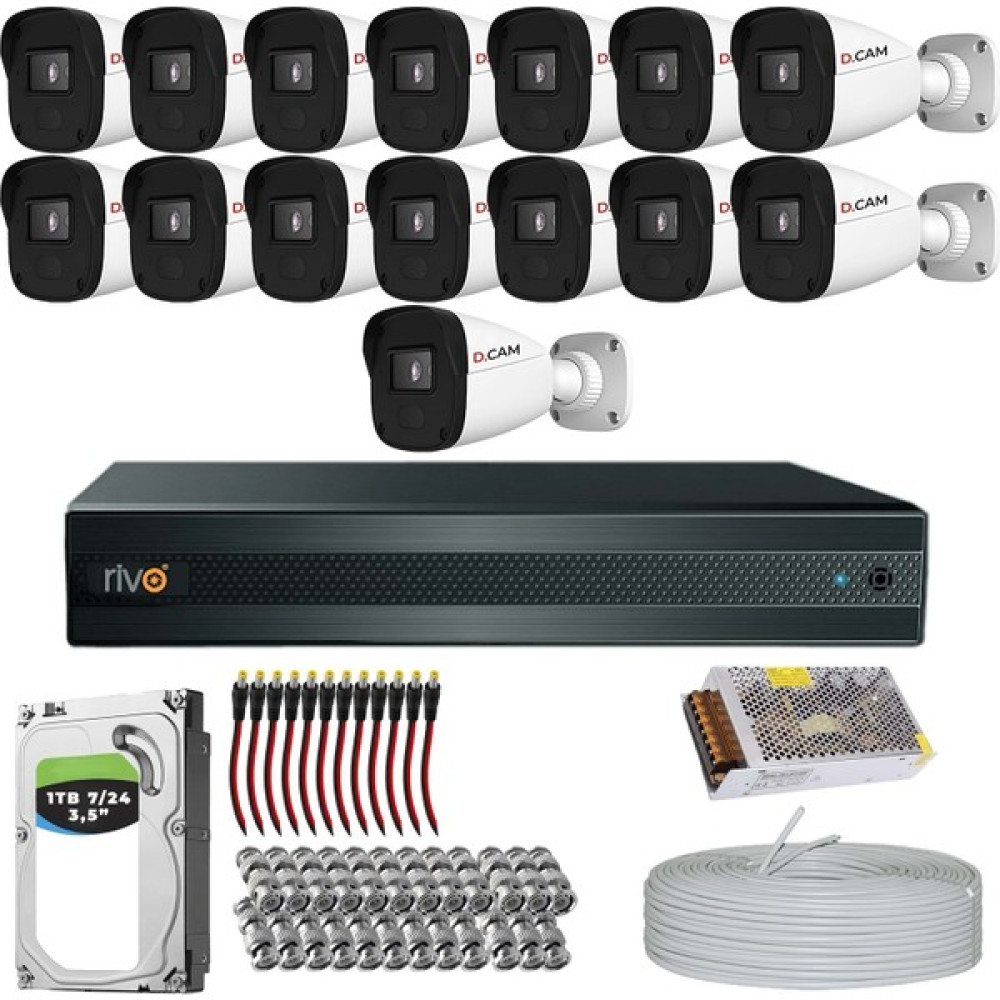 Provzen Rivo Dcam 15 Kameralı 40 Metre Gece Görüşlü Set 1 Tb 7/24 HDD Oto Boyaları Fiyatı