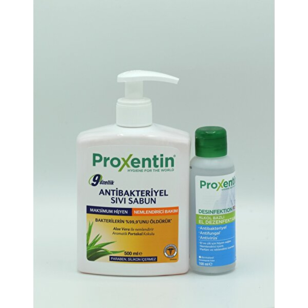 Proxentin Antibakteriyel Nemlendirici Sıvı Sabun 500 ml + El Dezenfektanı 100 ml El Bakımı Fiyatı