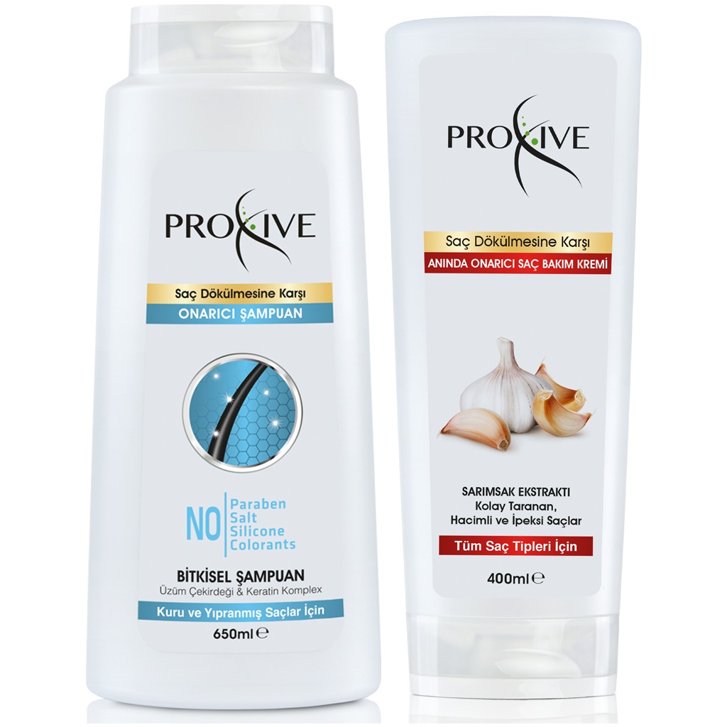 Proxive Tuzsuz Parabensiz Silikonsuz Boyasız Keratin Complex Onarım Şampuanı 650 ml + Proxive Anında Onarıcı Saç Kremi 400 ml Diğer Fiyatı