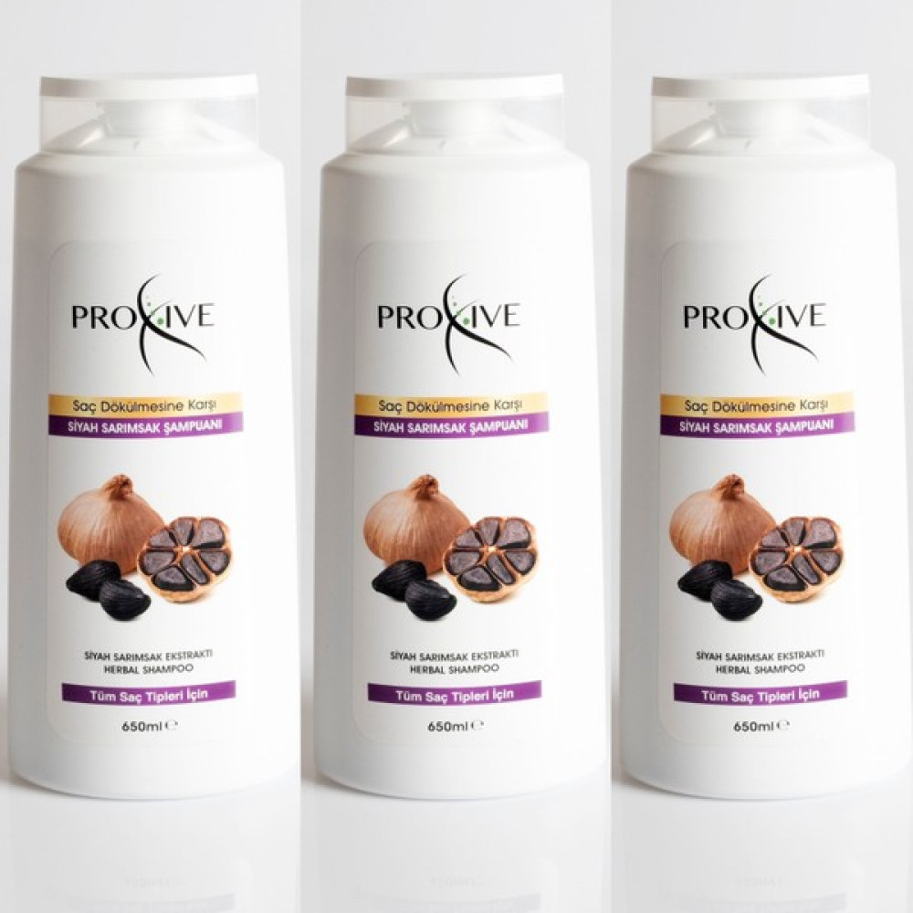Proxıve Tuzsuz Parabensiz Silikonsuz Boyasız Siyah Sarımsak Özlü Şampuan 3 x 650 ml Oto Boyaları Fiyatı