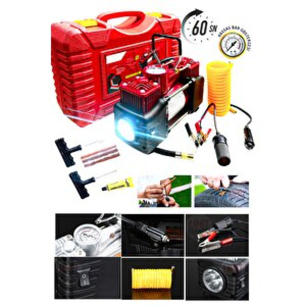 Proxtech 12v 150psi Ağır Hizmet Çift Silindirliçantalı Oto Kamyon Lastik Şişirme Hava Kompresörü Kit Set Lastik Tamir & Bakım Fiyatı