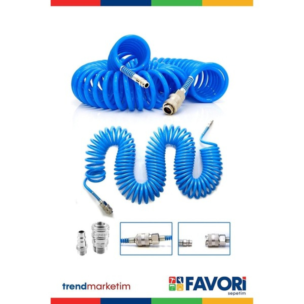 Proxtech 15 Metre Kompresör Spiral Hava Hortumu 8 mm 15 mt Hava Jakı Hava Tabancası Recor Paket Hava Kompresörü Fiyatı